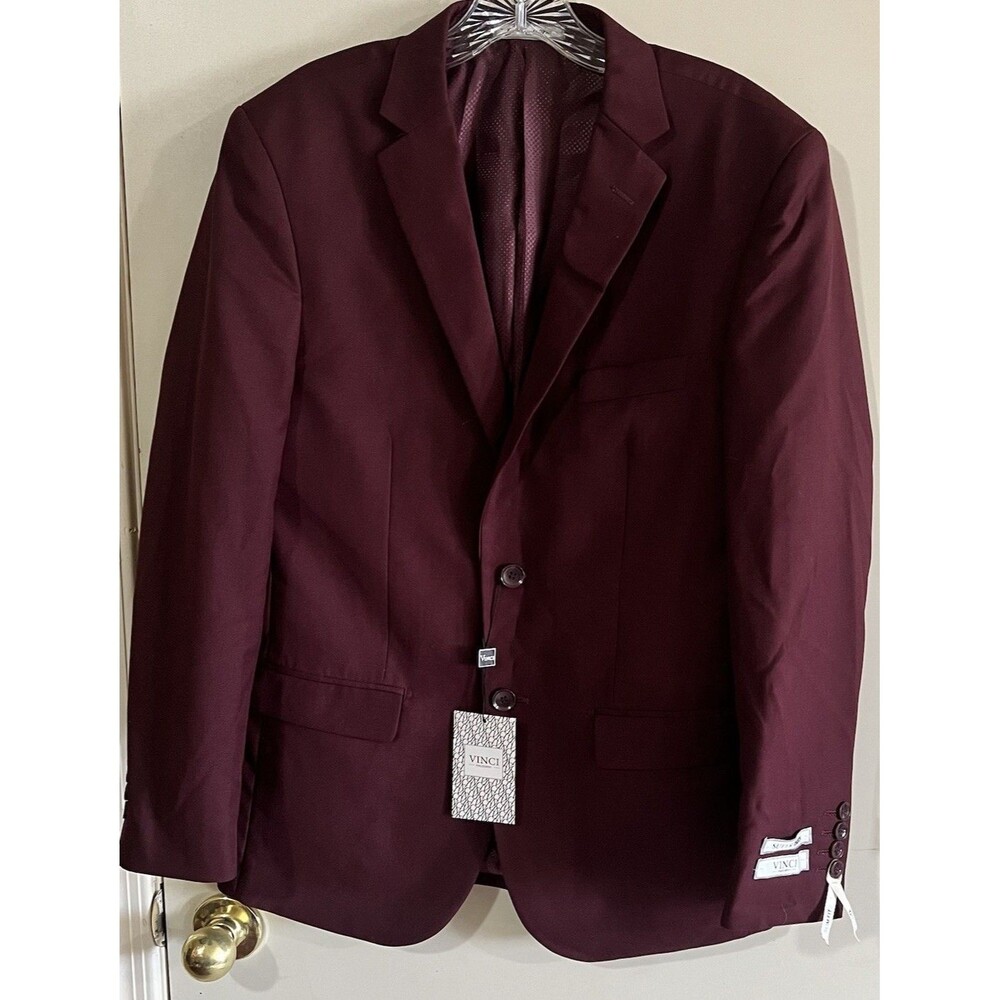 Vinci Philosophy Mens 38R Burgundy Sport Coat 2 Button Italian Designer Blazer